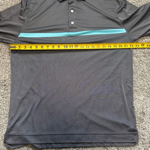 Footjoy Golf Polo Shirt Houndstooth Grey With Blue Stripe Mens Large Geneva - Picture 5 of 8